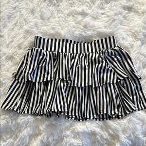 Sweet Love Black and White Striped Mini Skirt Y2K